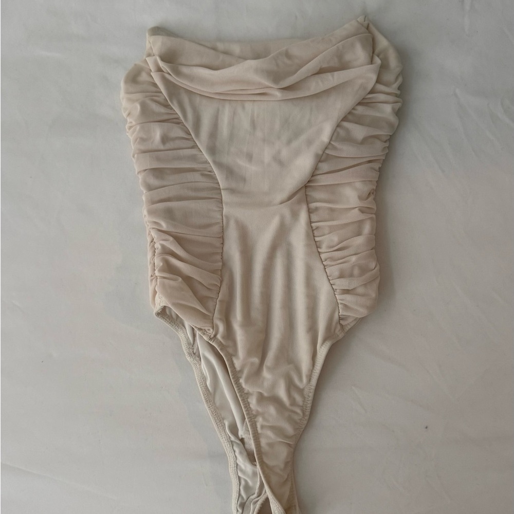 Princess Polly Cream Ruched Bodysuit